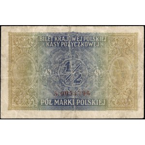 Poland. 1916 1/2 Marki Zarzad jeneral Prefix A Low S/N