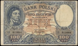 Poland. 1919 100 Zlotych Prefix SB Scarce