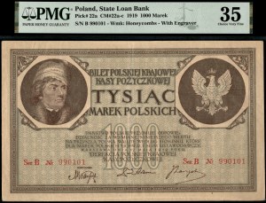 Poland. 1919 1000 Marek 2x ser. B