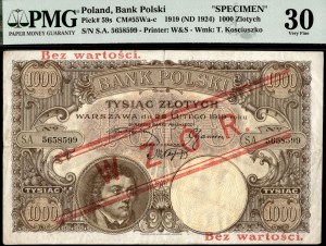 Poland. 1919 1000 Zlotych Wzor niski nadruk