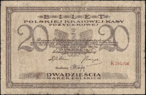 Polsko. 1919 20 Marek Prefix K z przecinkiem, rzadka