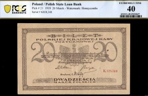 Polsko. 1919 20 Marek Prefix K z przecinkiem, rzadka