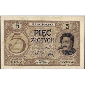 Poland. 1924 5 Zlotych II EM. D