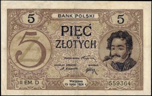 Poland. 1924 5 Zlotych II EM. D