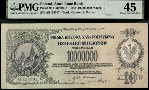 Poland. 1923 10 Mln Marek Prefix AB