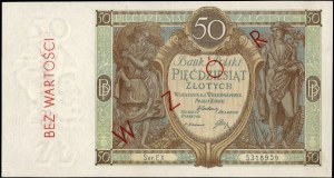 Poland. 1929 50 Zlotych Prefix EX WZOR Specimen