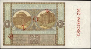 Poland. 1929 50 Zlotych Prefix EX WZOR Specimen