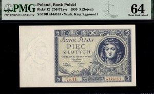 Poland. 1930 5 Zlotych Prefix BB