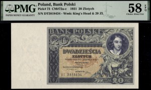 Poland. 1931 20 Zlotych Prefix DT