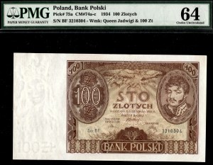 Poland. 1934 100 Zlotych Prefix BF