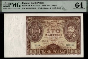 Poland. 1934 100 Zlotych Prefix BM +X+