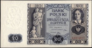 Poland. 1936 20 Zlotych Prefix AJ