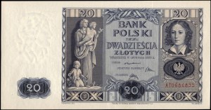 Poland. 1936 20 Zlotych Prefix AT