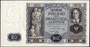 Poland. 1936 20 Zlotych Prefix BN