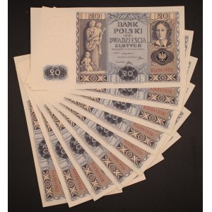 Poland. 1936 20 Zlotych Prefix BZ 10pcs consecutive