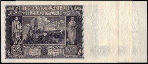 Poland. 1936 20 Zlotych Prefix CX 3 Consecutive Pieces