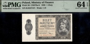 Poland. 1938 1 Zloty Prefix IL