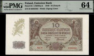 Poland. 1940 10 Zlotych Prefix H