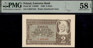 Poland. 1940 2 Zlote Prefix C