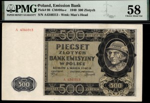 Poland. 1940 500 Zlotych Prefix A