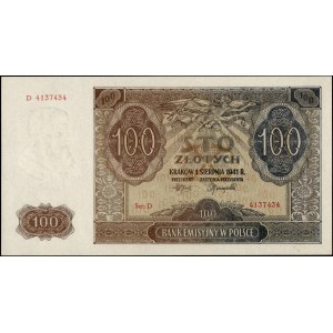 Poland. 1941 100 Zlotych Prefix D