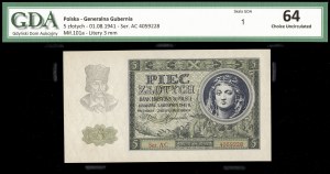 Poland. 1941 5 Zlotych Prefix AC