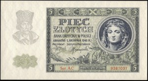 Poland. 1941 5 Zlotych Prefix AC