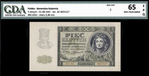 Poland. 1941 5 Zlotych Prefix AE
