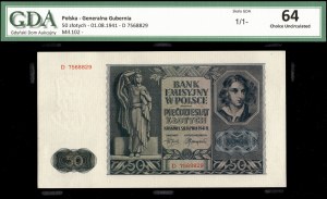 Poland. 1941 50 Zlotych Prefix D