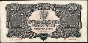Poland. 1944 20 Zlotych Prefix Az -owe Bardzo rzadka seria