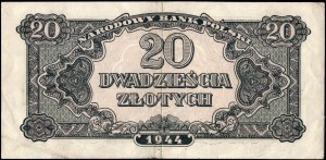 Poland. 1944 20 Zlotych Prefix Az -owe Bardzo rzadka seria