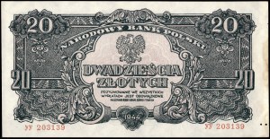 Poland. 1944 20 Zlotych Prefix YY -owe