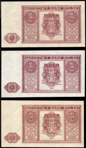 Poland. 1946 1 Zloty 3 Pieces