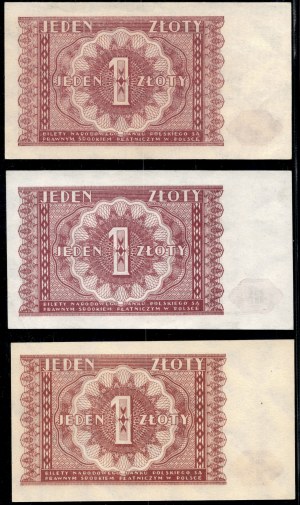 Poland. 1946 1 Zloty 3 Pieces