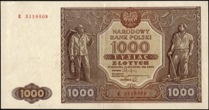 Poland. 1946 1000 Zlotych Prefix E male