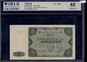 Poland. 1947 20 Zlotych Prefix A