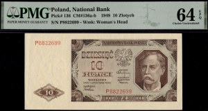 Poland. 1948 10 Zlotych Prefix P Single Prefix Rare
