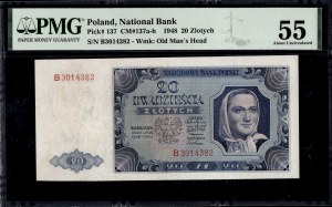 Poland. 1948 20 Zlotych Prefix B