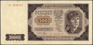 Poland. 1948 500 Zlotych Prefix AU Scarce