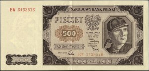 Poland. 1948 500 Zlotych Prefix BW Scarce