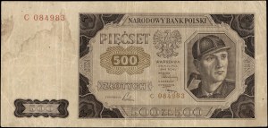 Poland. 1948 500 Zlotych Prefix C rzadka seria jednoliterowa