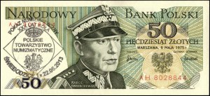 Poland. 1975 50 Zlotych Prefix AH Counterstamp