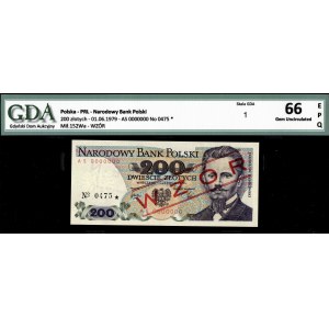 Poland. 1979 200 Zlotych Prefix AS WZOR Specimen