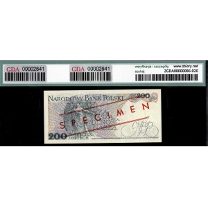 Poland. 1979 200 Zlotych Prefix AS WZOR Specimen