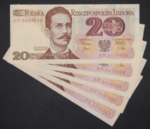 Poland. 1982 20 Zlotych 5 Pieces