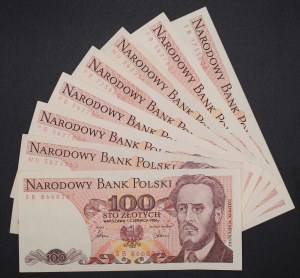 Poland. 1986 100 Zlotych 8 Pieces