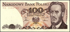 Poland. 1986 100 Zlotych Prefix MD