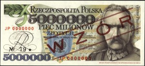 Poland. 1995 5 Million Zlotych Prefix JP Wzor