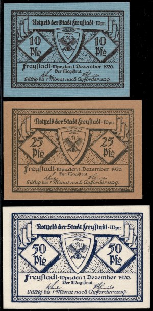Poland. Kisielice 10 25 50 Fenigow 1920 Set