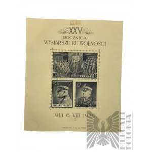 II RP, 1939 r. - Blok Znaczków Pocztowych 25. Rocznica Wymarszu Ku Wolności 1914-1939